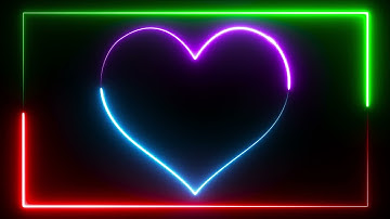 Red & Green Neon Heart Shape Lighting Borders Seamless Looped