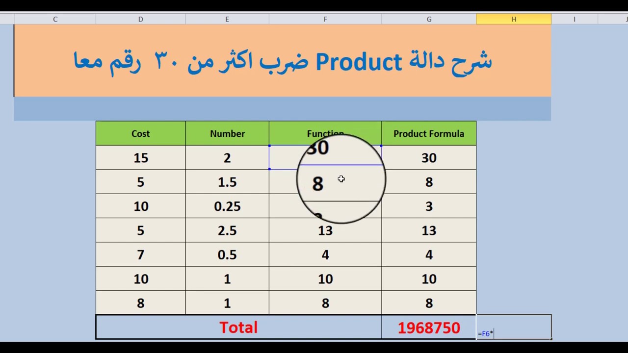 كيف تعمل دالة Product | دالة ضرب الارقام في الاكسل