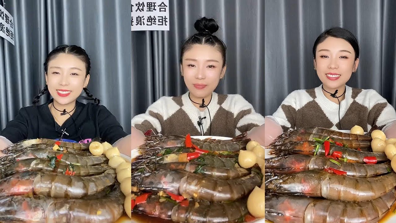 【XueYan Mukbang】Thai shrimp🦐🧄#Seafood#sashimi#asmr