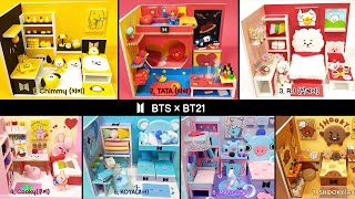 7 BTS \u0026 BT21 Characters Miniature Room♥How to make Chimmy ♥ TATA ♥ RJ ♥ Mang ♥ Koya ♥ chooky ♥Shooky