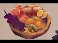 (Day 20) - Environment concept art (Medieval food props). Draw and paint
