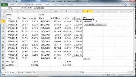Excel tutorial: calculating covariance and correlation of stock returns