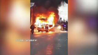 В Усинске сгорел автобус