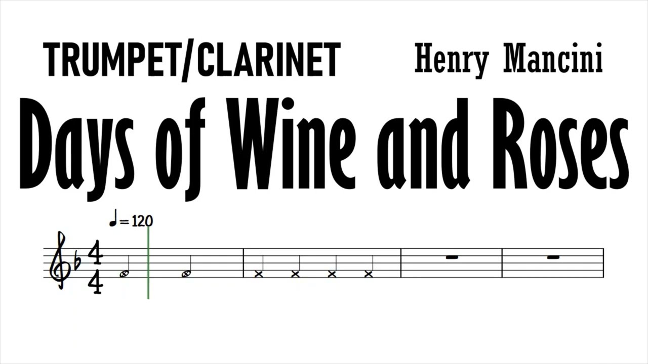 Days of Wine and Roses Trumpet Sheet Music Backing Track Play