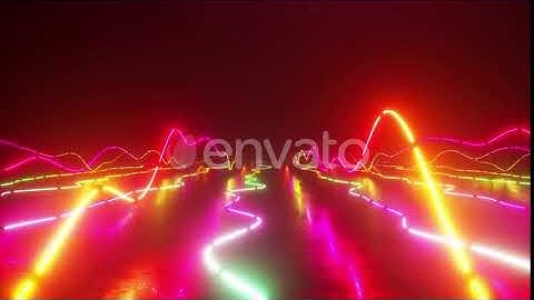 Flying Over a Colorful Bright Neon Glowing Graphic Equalizer | Motion Graphics - Envato elements