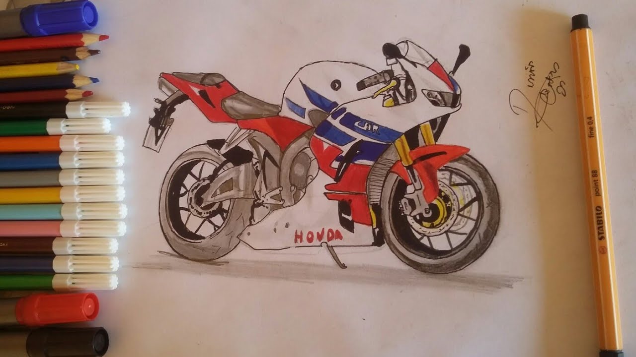 COMO DESENHAR UMA MOTO HONDA REPSOL PASSO A PASSO 