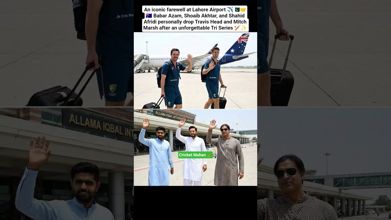 An iconic farewell at Lahore Airport ✈️🇵🇰🤝🇦🇺 Babar Azam, 