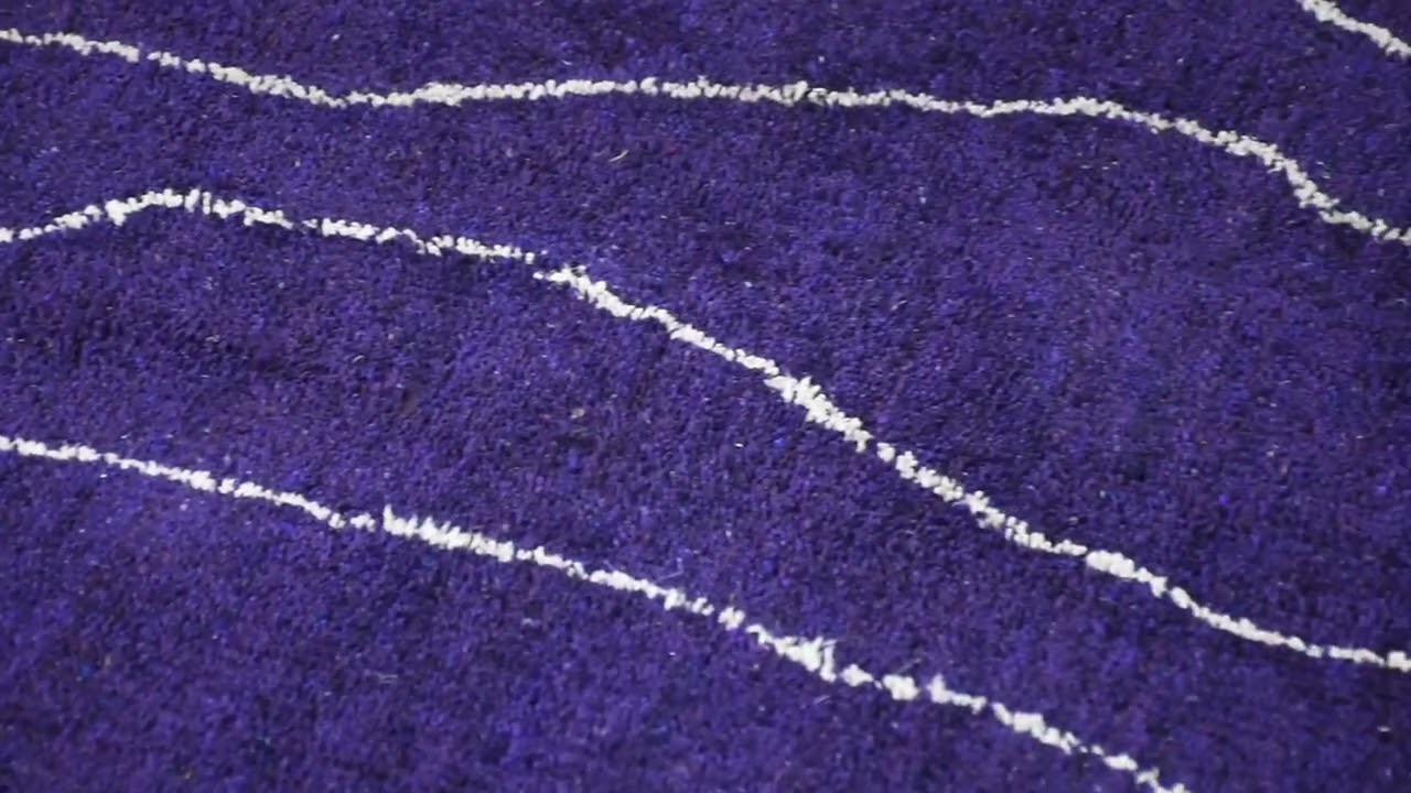 Hand Knotted Loom Silk Mix 5'x8' Area Rug Contemporary Purple White LSM627