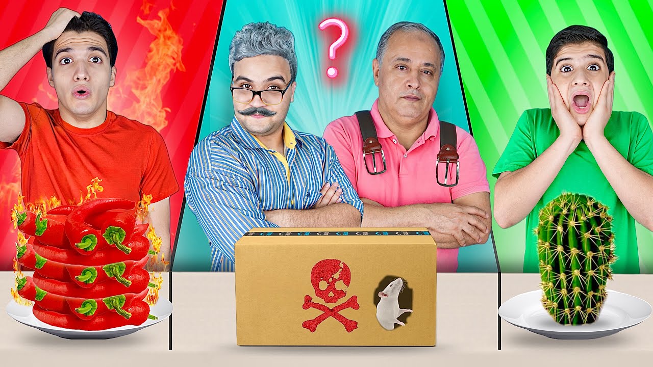 تحدي اكل يوم كامل بنفس لون ملابسنا 🟥🟩⁉️ | ابويا وصاحبه عملو فينا مقلب 😱💔