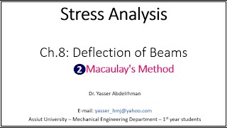 Lecture 18 | Stress Analysis | Deflection of beams | Macaulay's method