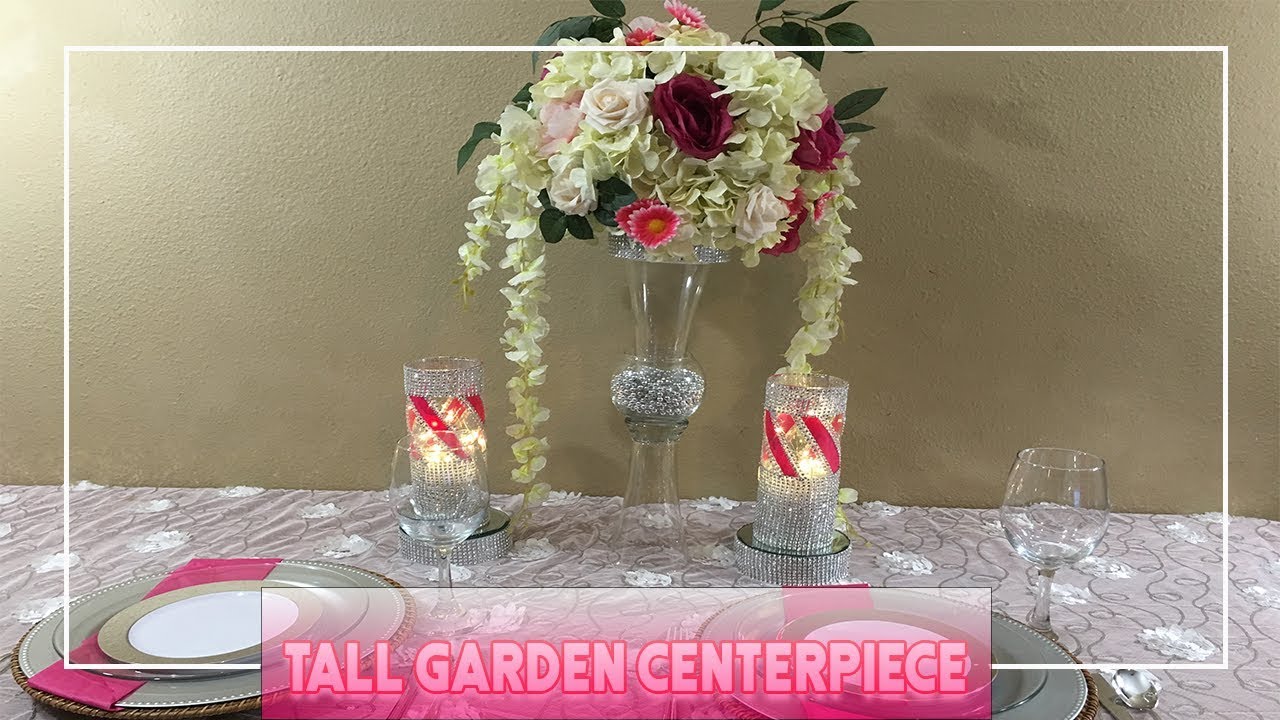DIY DOLLAR TREE ELEGANT TALL GLASS FLORAL ARRANGEMENT CENTERPIECE YouTube