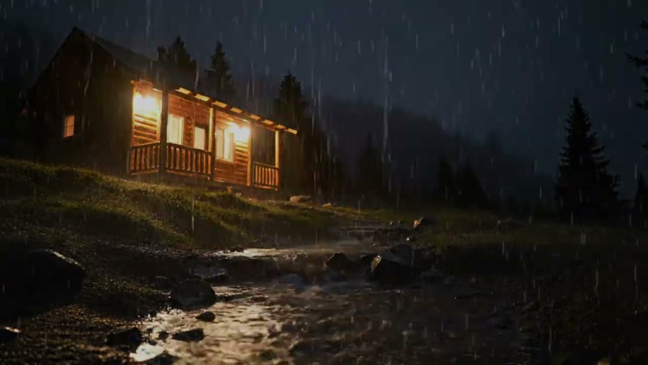 Thunderstorm Night in a Cozy Cabin 🌧️ Rain Sounds for Deep Sleep & Relax