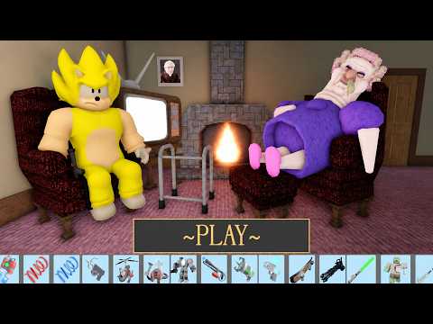 GRUMPY GRAN! (SCARY OBBY) Hard Mode All Jumpscare & All items Unlocked | Playing as Super Sonic