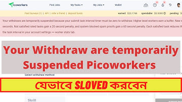 Your Withdraw are temporarily Suspended Picoworkers problem solved|| Task interval timer picoworkers