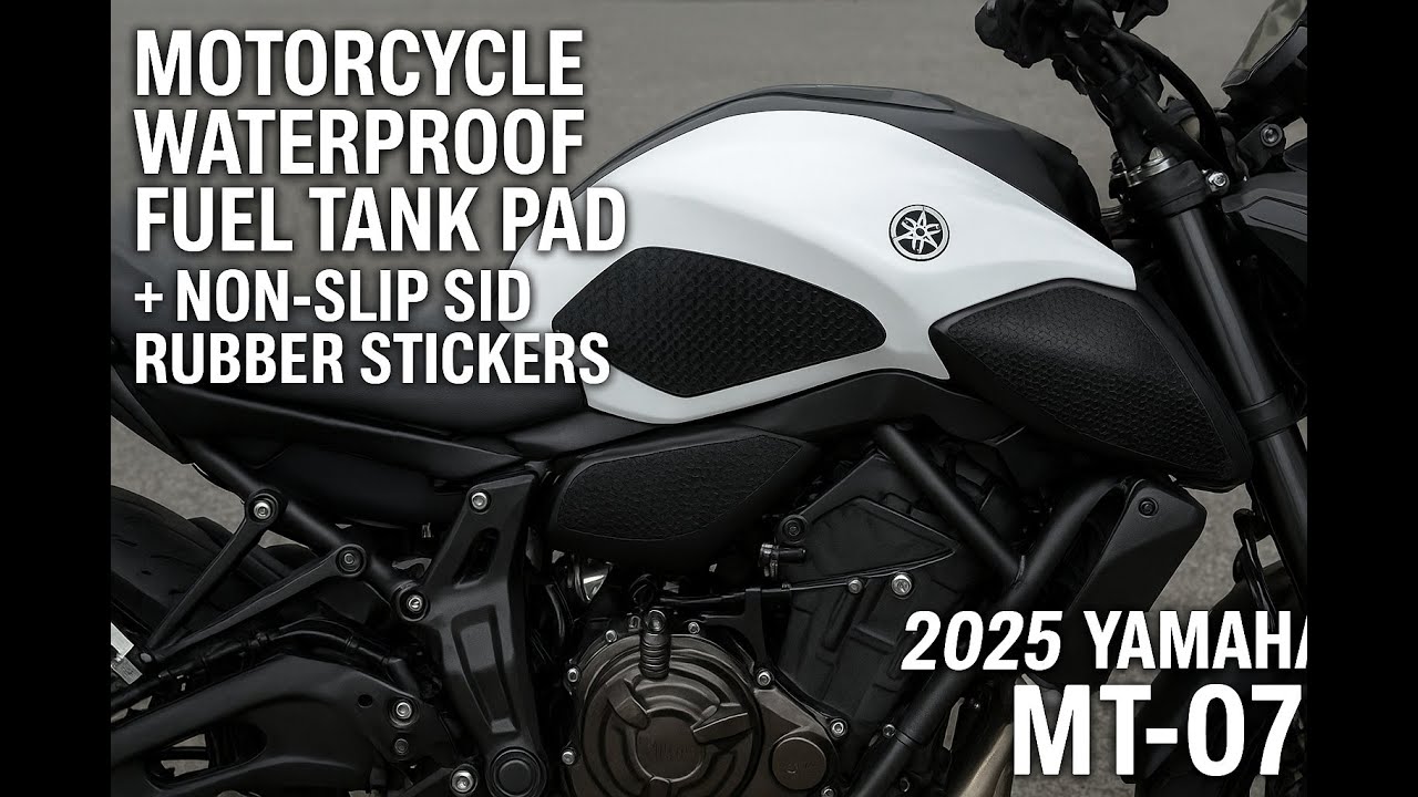 2025 Yamaha MT-07 Motorcycle Waterproof Fuel Tank Pad + Non-Slip Side Rubber Stickers (How To)