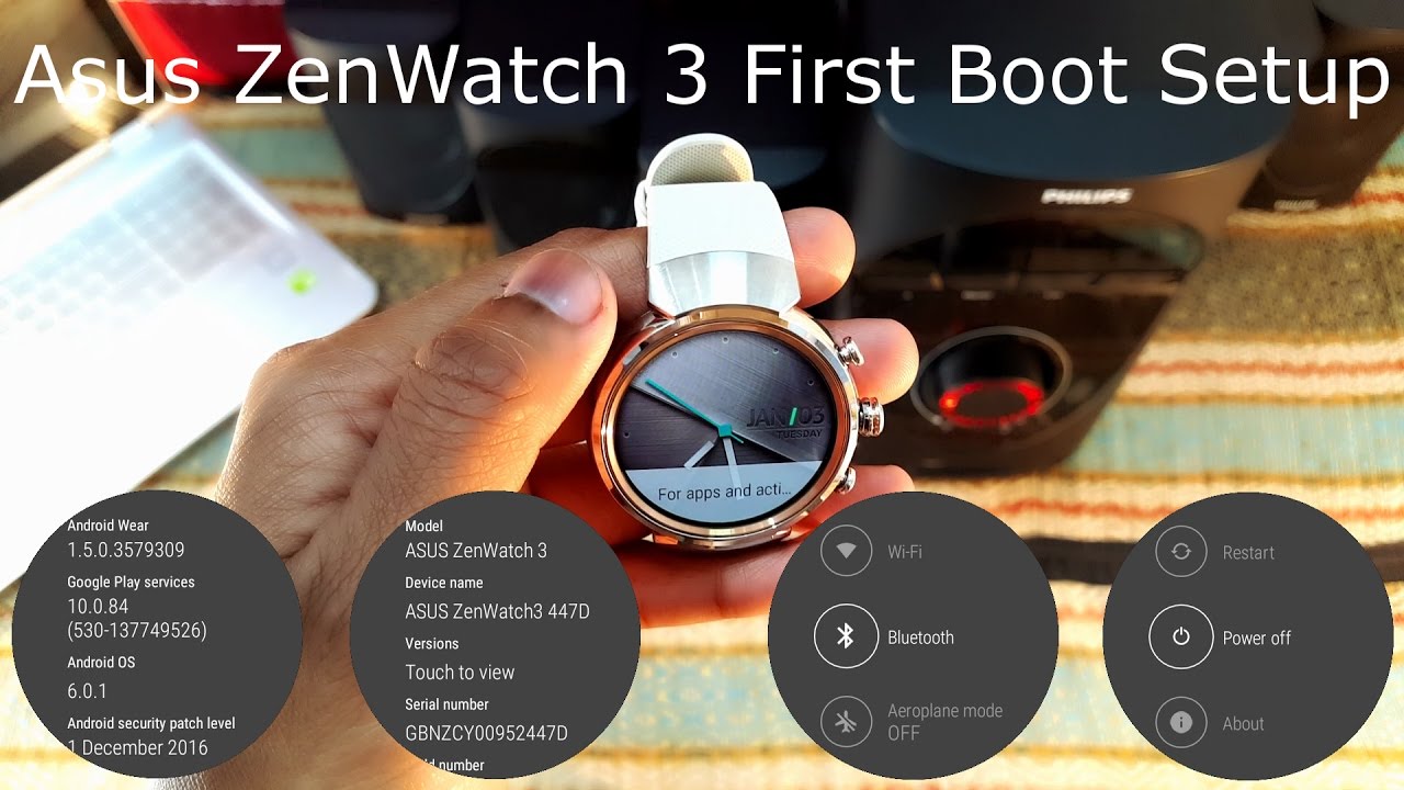 Asus ZenWatch 3 First Boot Setup and 