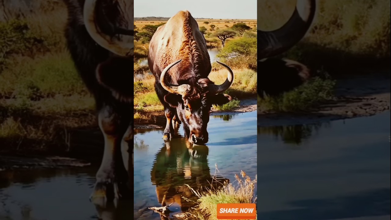 "Massive Crocodile vs. Brave Buffalo: Epic Showdown in the African Savannah!