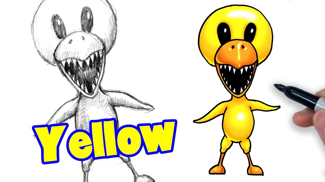How to Draw Yellow Rainbow Friends, Roblox