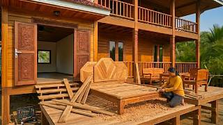 280 Days of Hard Work: She Built a Stunning Wooden Villa with Rooftop & Full Interior Alone!