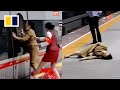 Woman collapses on platform after missing train