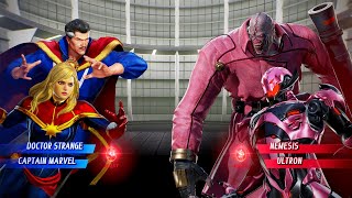 Captain Marvel & Doctor Strange VS Ultron & Nemesis (Hard AI) - Marvel vs Capcom: Infinite Gameplay
