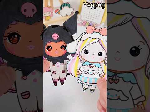 쿠로미 vs 시나모롤 코디 대결! #kuromi #cinnamoroll #shorts #diy #paperdolls #Sanrio #산리오