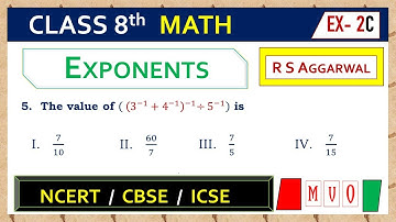 Math Class 8 | Exercise- 2C | Qus. 5 | EXPONENTS | Chapter - 2 | R S AGGARWAL  #mvo #rsaggarwal