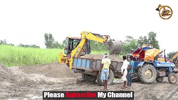Jcb Backhoe Loader Loading Sand in a Tractor - Jcb 3dx Backhoe Loader Video - Jcb video