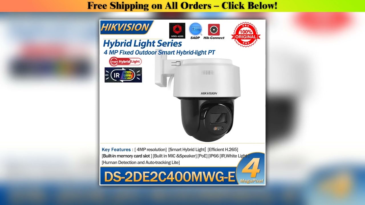 Hikvision PT Camera 4MP DS-2DE2C400MWG-E POE Built-in Mic Speaker Outdoor Smart Hybrid-light Human