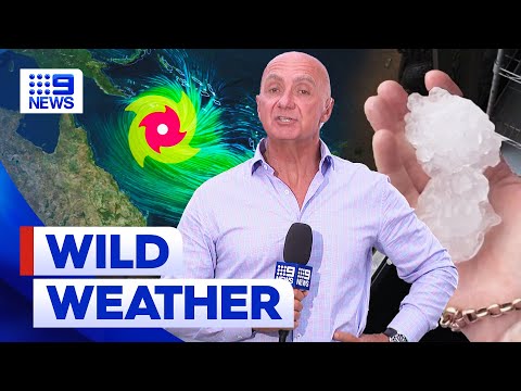 Hail rains down on queensland with severe tropical cyclone forming off the coast | 9 news australia
