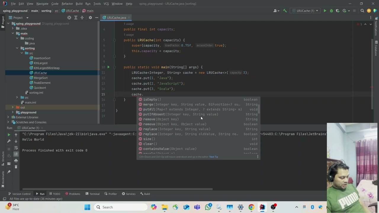 Implement LRU(Least Recently Used) cache in java
