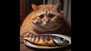 Fatty Meow burned the fish. Fatty Meow blames himself#funnycats #meow #cat