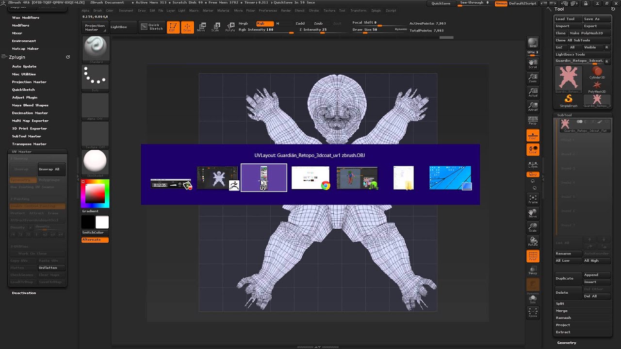 generate uv zbrush