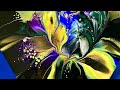 (152)Beautiful Flower Dip Technique💙💜Abstract Acrylic Painting Fluid Art フルイドアート