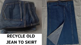 How to Transform / Recycle Old jeans to SKIRT | PT.1