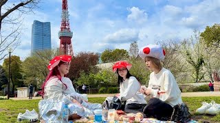 親友が手術明けで片耳聞こえないから静かな公園でサイレント花見してみた