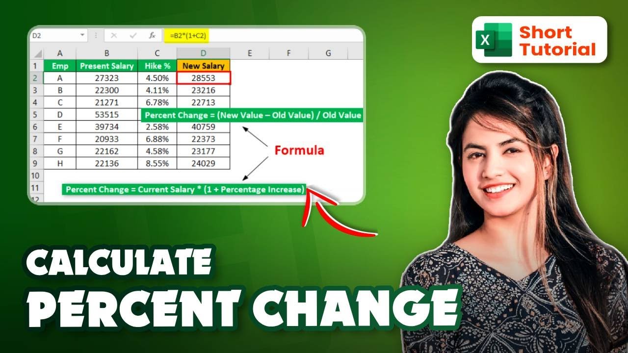 How to calculate percent change in excel 2024 - YouTube