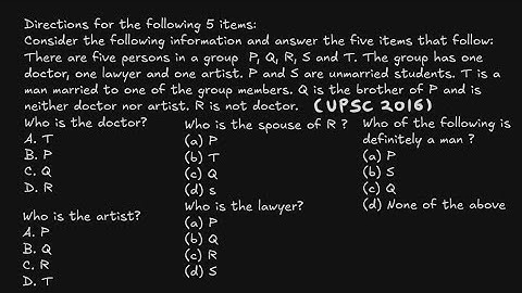 The group has one doctor, one lawyer and one artist. | UPSC CSAT 2016