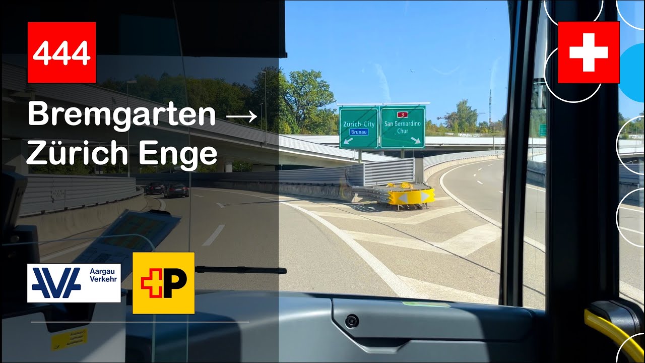 [4K] 🇨🇭 Cab Ride: AVA AARGAU VERKEHR BUS | 444: Bremgarten → Zürich Enge | MB Citaro C2 G Hybrid