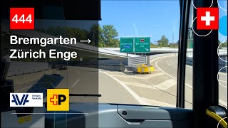 [4K] 🇨🇭 Cab Ride: AVA/PostAuto Nordschweiz | 444: Bremgarten → Zürich Enge | MB Citaro C2 G Hybrid