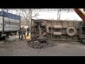 Инцидент на ХПП, камаз зерновоз перевернулся  (incident on the cereal company, truck crash)