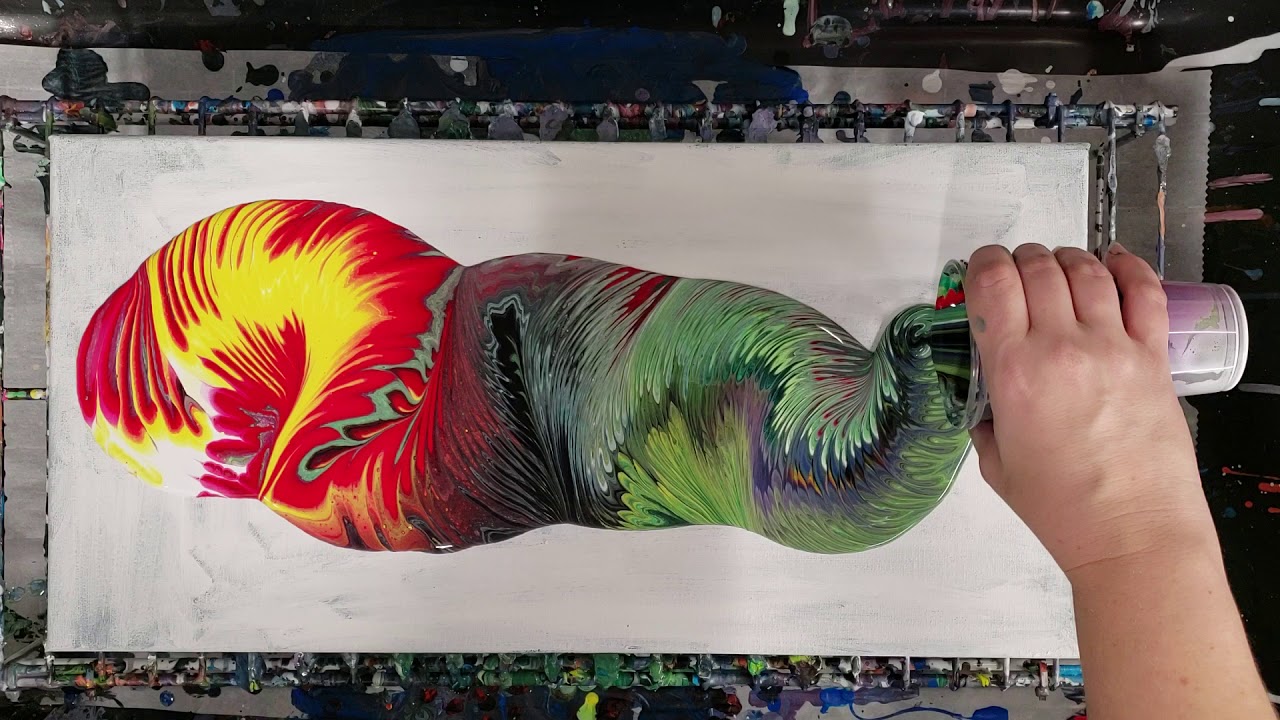 Acrylic Pouring: Travelling Tree Ring with Left Over Paint - YouTube