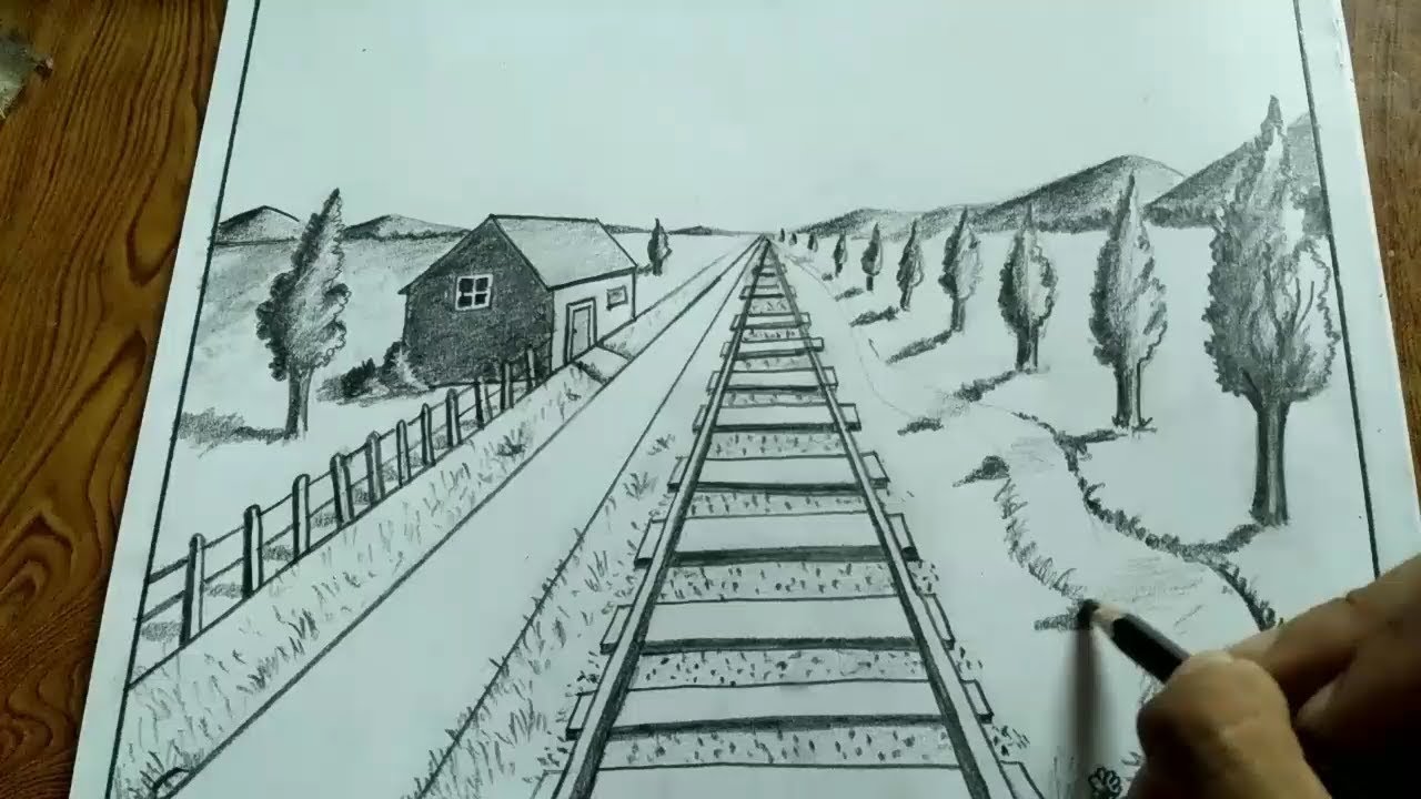 How To Draw Landscape Using 1 Point Perspective Drawing Landscape In