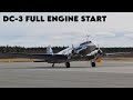 Douglas DC-3 Airveteran Full Engine start and departure at Tampere Pirkkala