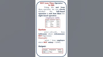 NOT Less Than operator in sql @ensolutions5210 #sql #rdbms #dbms #sqlserver #orderby