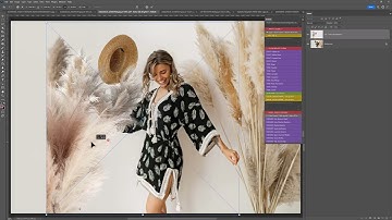 Dropping in a boho pampas grass overlay in Photoshop, adding blur and blending for a pretty result