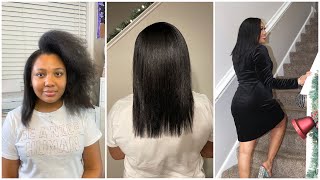 Straightening Cutting My Natural Hair Curly To Straight Routine Allofdestiny