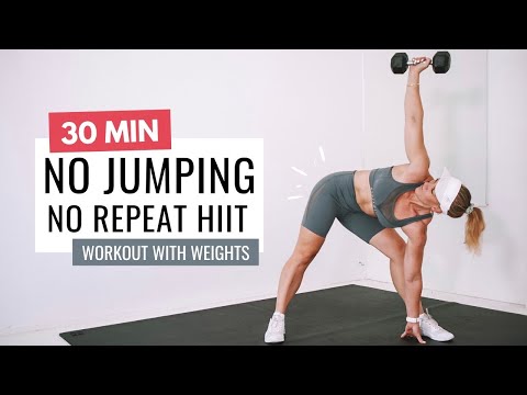 30 MIN NO JUMPING HIIT WORKOUT | No Repeat | +Weights — Penny Barnshaw - Garage Fitness Girl