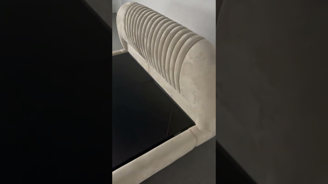 Custom Edna Suede Fabric Curved Headboard Modern Floating Bed Frame | CASA SPACE Factory Shoot