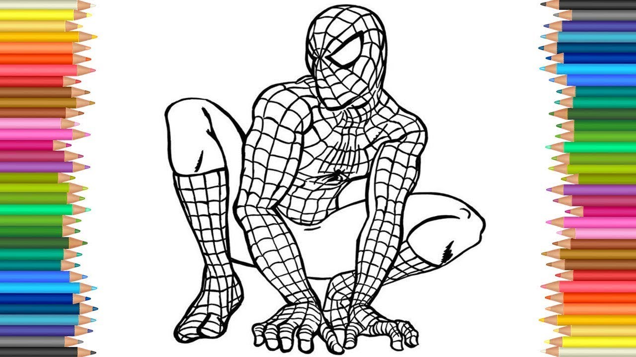 Homem-Aranha agachado e atento - Spiderman - Just Color Crianças : Páginas  para colorir para crianças